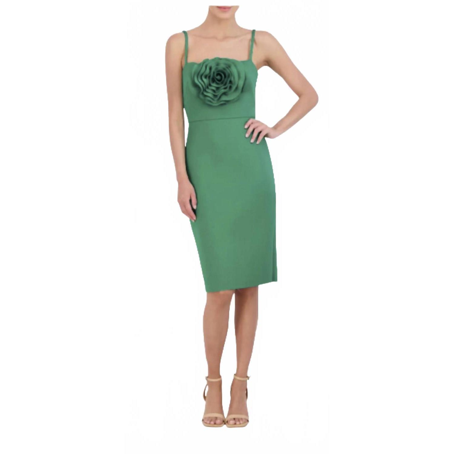New Eliza J Center Rosette Scuba Cocktail Dress In Green